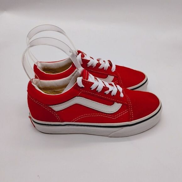 Vans Old Skool Skateboard Sneakers Kids Size 12.5 Red White Casual Shoes - Picture 6 of 8
